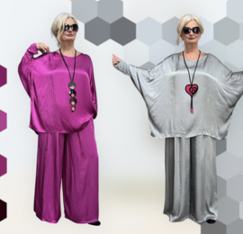 ITALIA chique viscose/satijn setje top + broek apart /in meerdere kleuren