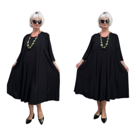 Naveed  viscose jersey A-lijn jurk stretch zwart