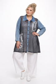 Zedd Plus tencel jeans A-lijn blouse/hemd/tuniek