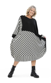 AKH oversized viscose ballon jurk/tuniek  apart stretch zwart/wit