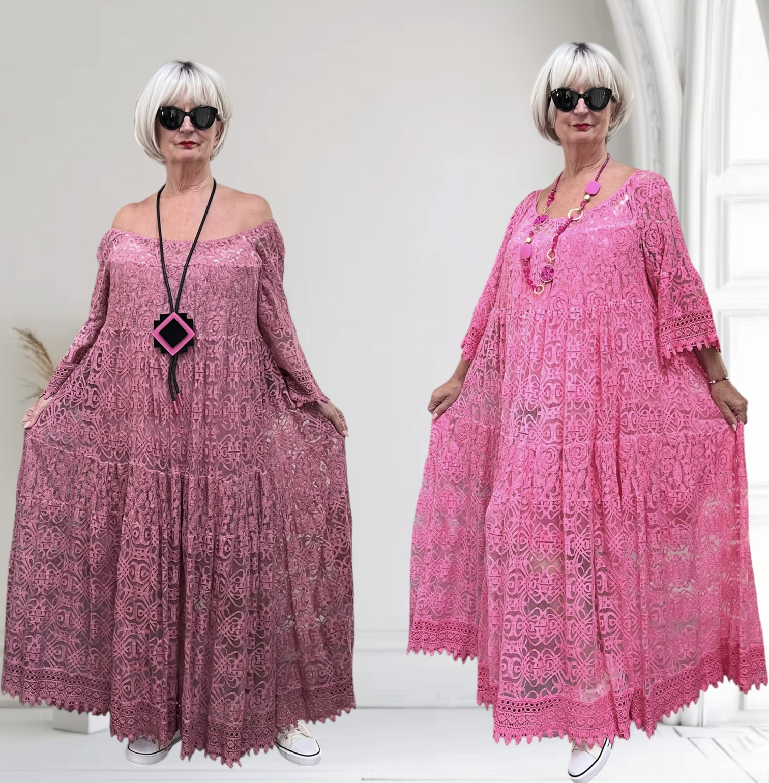 ITALIA  MODA kanten BOHO A-lijn jurk/gevoerd/apart/ in meerdere kleuren