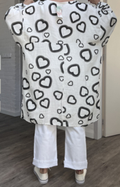 ITALIA MODA oversized katoen mousseline tuniek wit/zwart