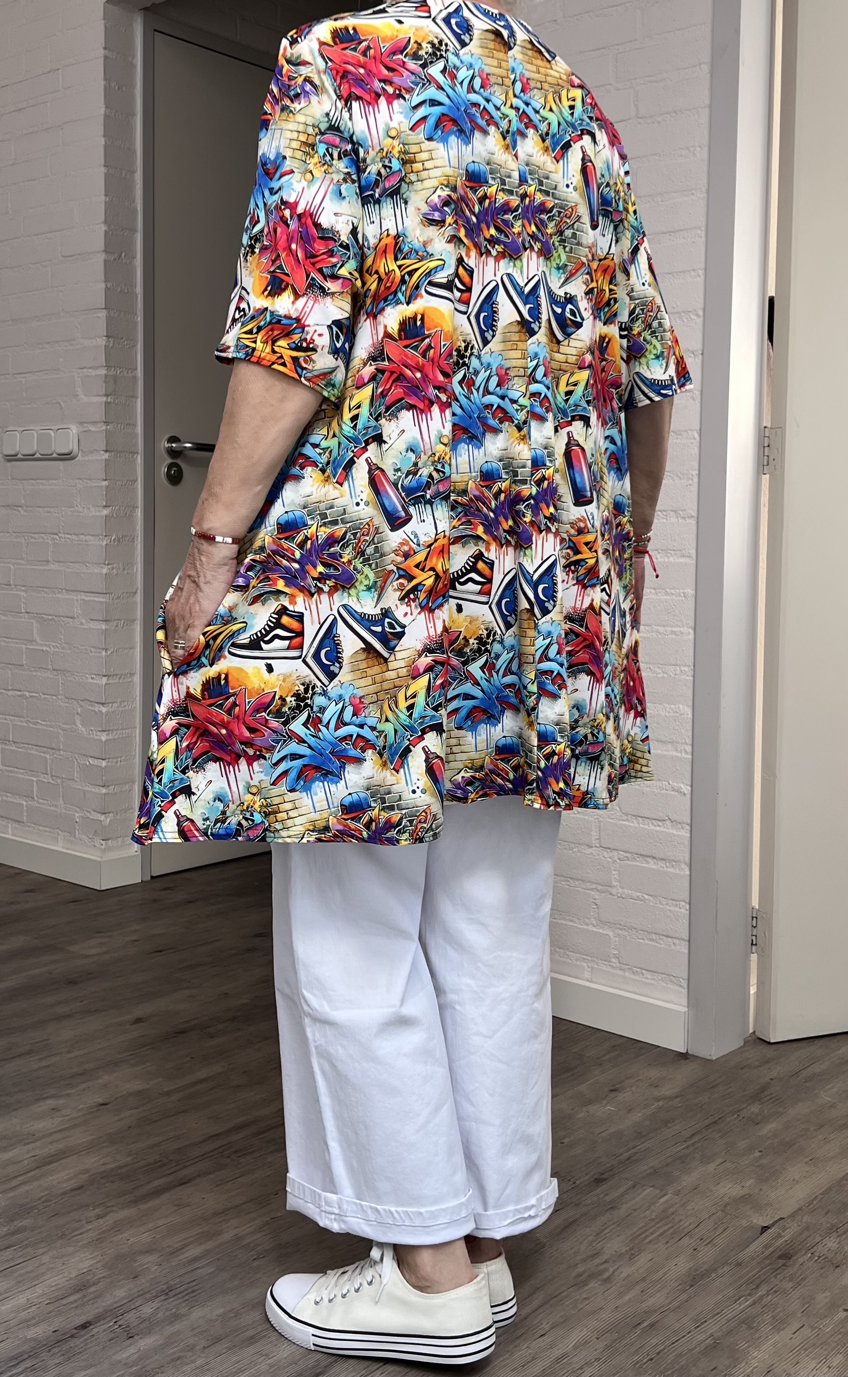Naveed oversized viscose A-lijn tuniek met aparte decolleté /stretch