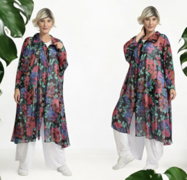 AKH oversized chique chiffon A-lijn  hemd/tuniek met ritssluiting  apart