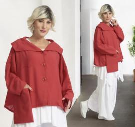 AKH viscose/linnen A-lijn korte blazer met zakken apart