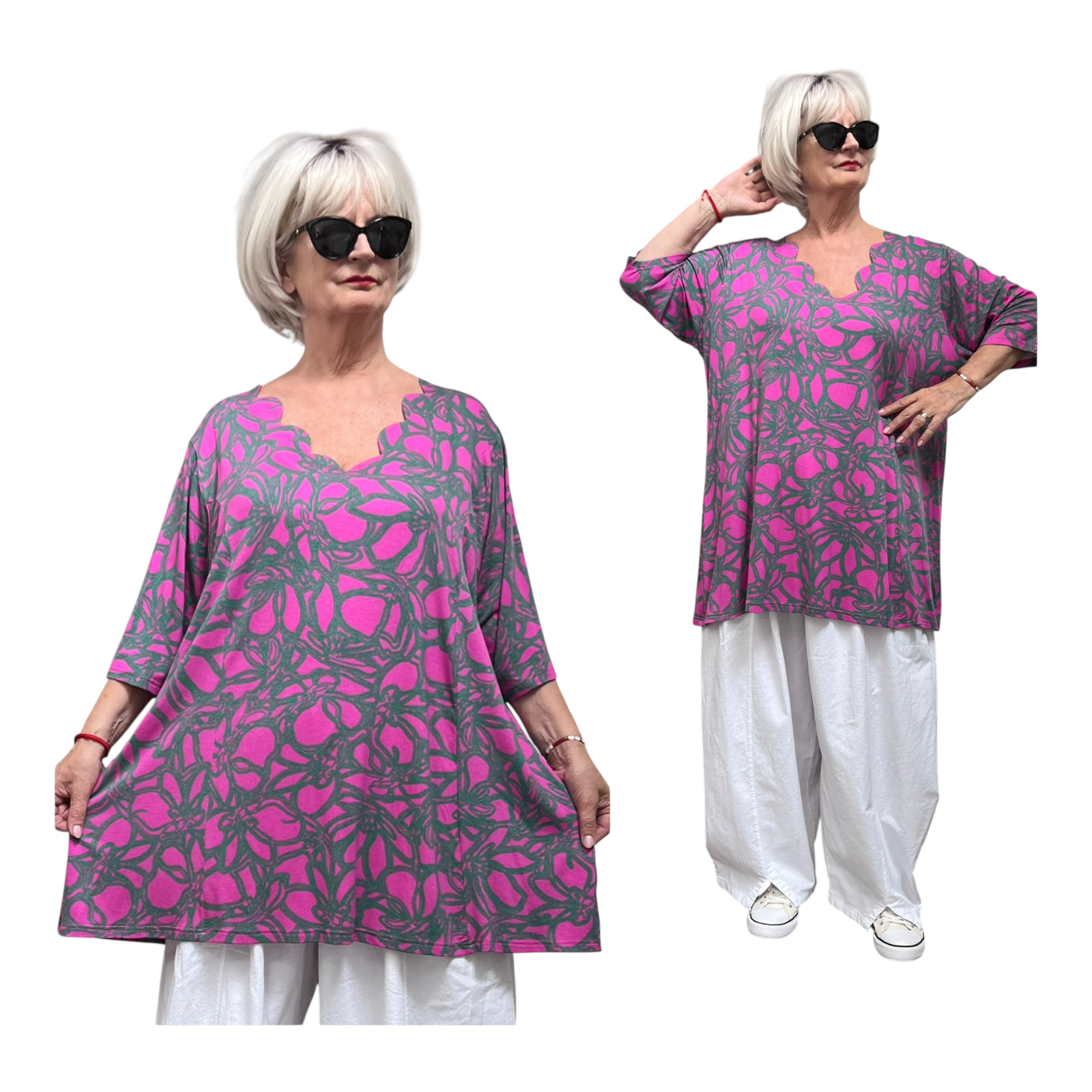 Ophilia viscose A-lijn tuniek  met aparte decolleté stretch