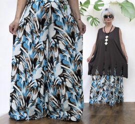 ITALY Mode jersey viscose  wijde broek apart /zeer rekbaar