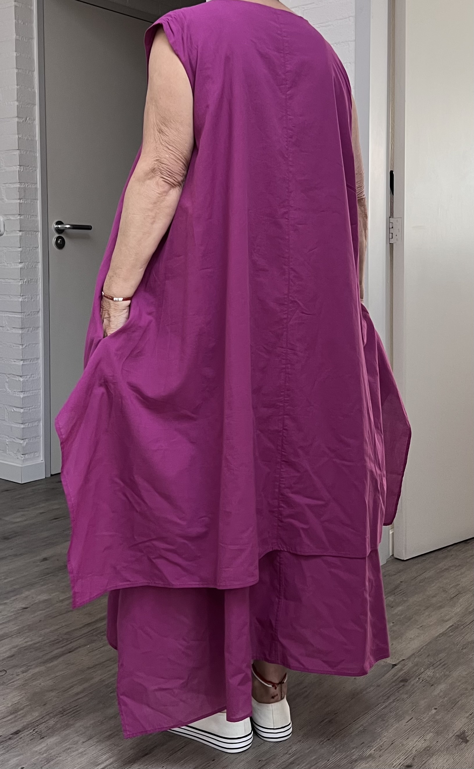 ALYANS oversized katoen dubbele A-lijn jurk