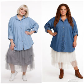 ITALIA oversized katoen jeans blouse/hemd/in meerdere kleuren