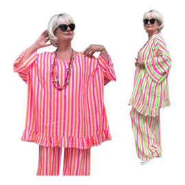 ITALIA MODA oversized katoen mousseline tuniek + broek /in meerdere kleuren