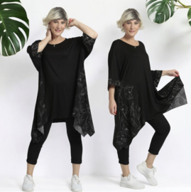 AKH oversized viscose A-lijn tuniek  apart stretch zwart