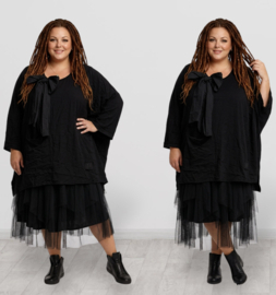 Vincenzo Allocca oversized gekreukt tuniek met een boog apart/zwart/stretch