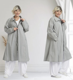 AKH katoen A-lijn zomer blouse /jas /blazer met ritssluiting grijs/wit /stretch