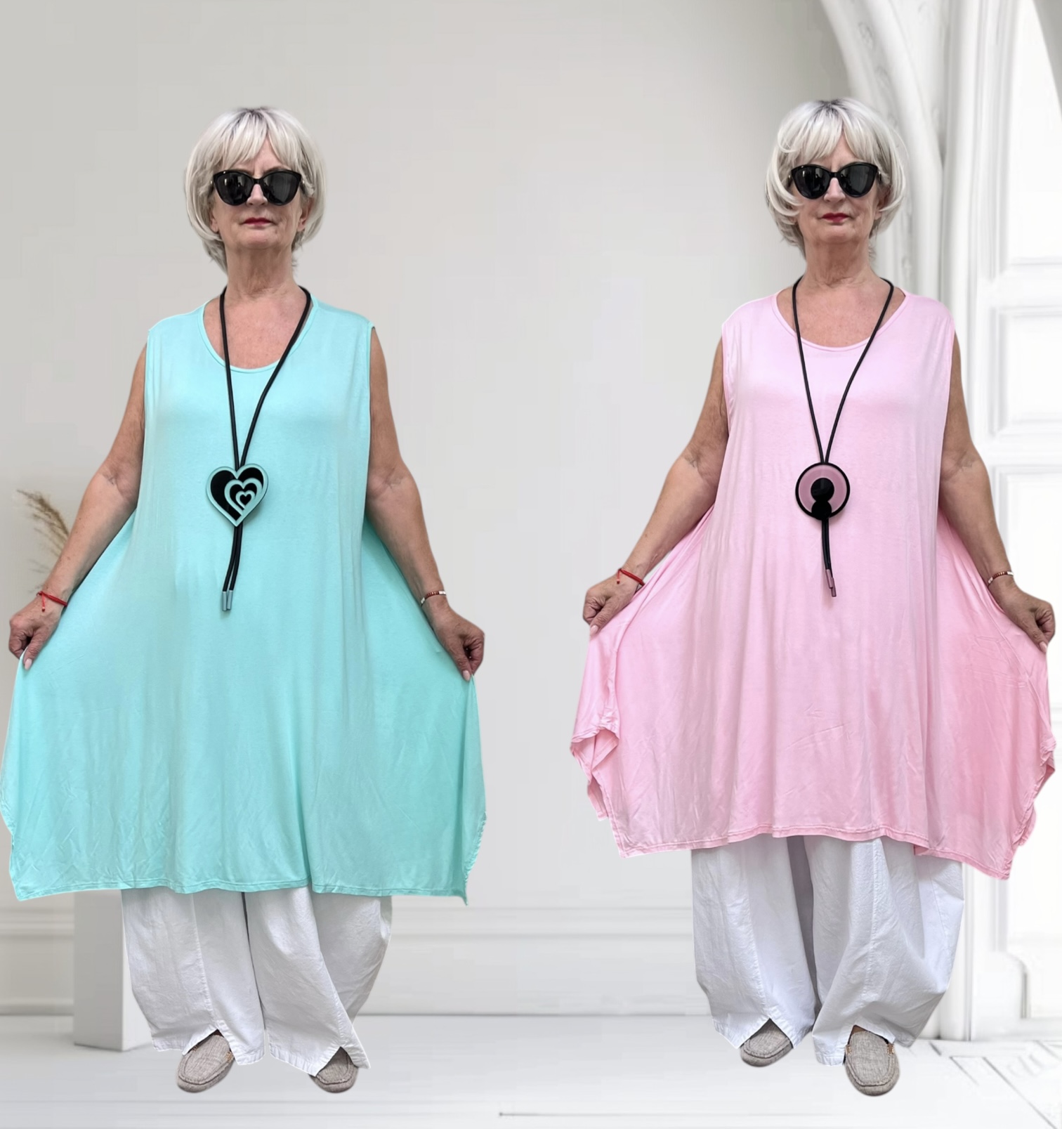 Moonshine jersey viscose  A-lijn tuniek stretch apart/in meerdere kleuren