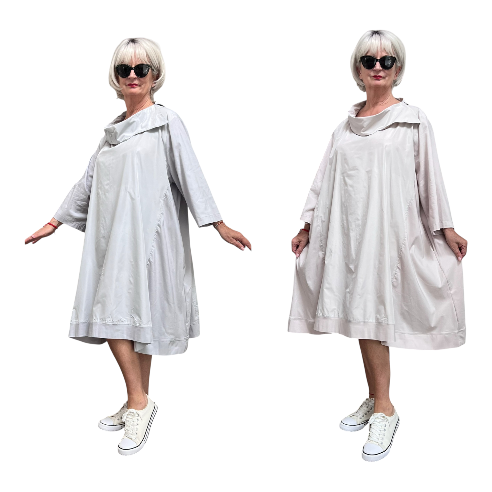 SINNE design.. A- lijn viscose jurk met taft /stretch/in meerdere kleuren