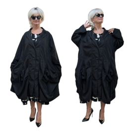 Moonshine oversized tussenjas waterbestendig met knoopsluiting zwart