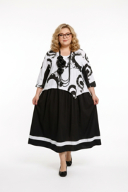 SINNE design.. A-lijn viscose jurk zwart/wit