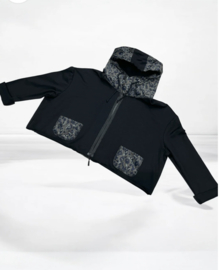 Vincenzo Allocca oversized katoen blazer met inzet van fluweel/aparte/stretch/zwart