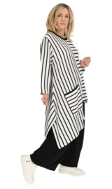AKH oversized gebreide tuniek/jurk  apart stretch wit/zwart