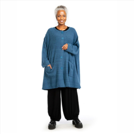 AKH gebreide oversized bouclé  A-lijn katoen vest/blazer apart stretch