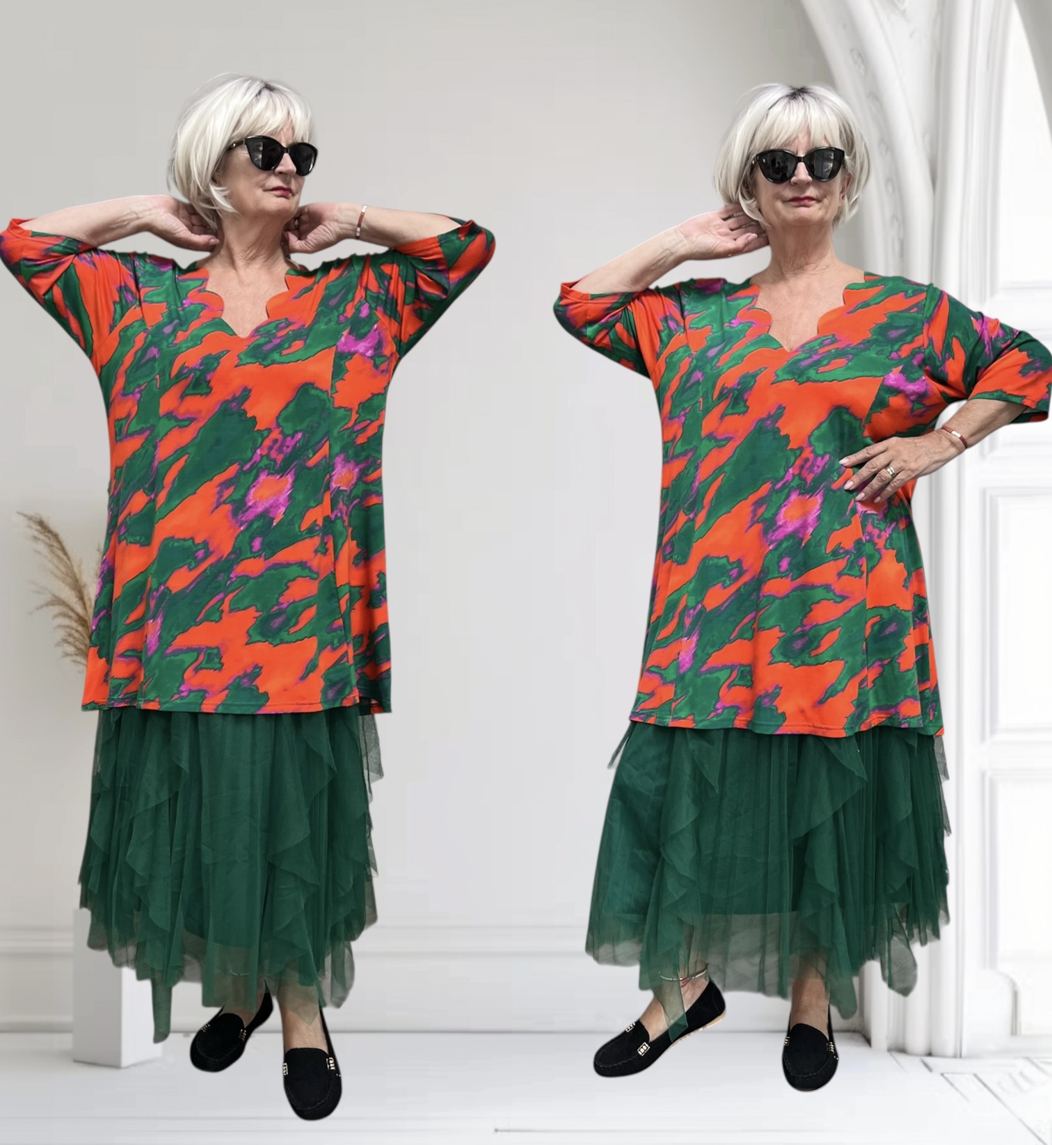 Ophilia viscose A-lijn tuniek  stretch