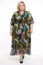 DIVAS PLANET oversized viscose jurk  met inzet van tule