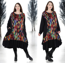 AKH oversized viscose A-lijn jurk stretch/zwart