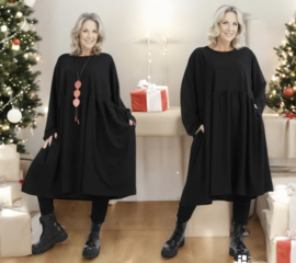 AKH A-lijn winter jurk/tuniek met zakken apart stretch