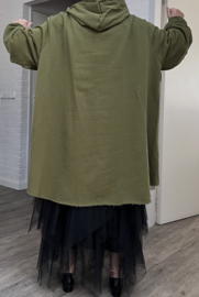Sissi jersey katoen A-lijn tuniek met capuchon stretch apart/in meerdere kleuren