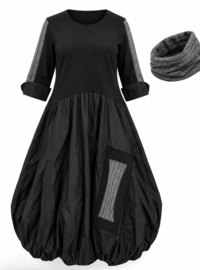 Vincenzo Allocca oversized katoen ballonjurk met sjaal apart/stretch zwart