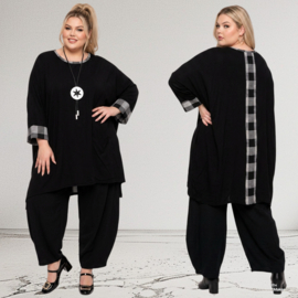 AKH viscose mix tuniek met een zak /apart/ zwart/grijs