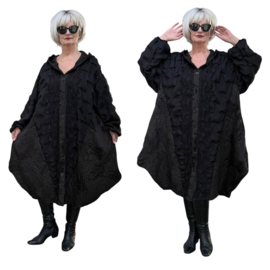 H-4 A-lijn jas/blazer/vest met inzet van chiffon stof /apart/zwart