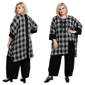 AKH viscose mix tuniek met een zak /apart/ zwart/grijs