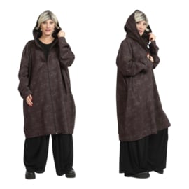AKH oversized viscose jersey blazer met capuchon stretch/chocoladebruin