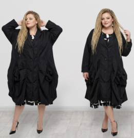 Moonshine oversized tussenjas waterbestendig met knoopsluiting zwart