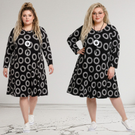 ITALIA Moda oversized viscose A-lijn jurk stretch zwart/wit
