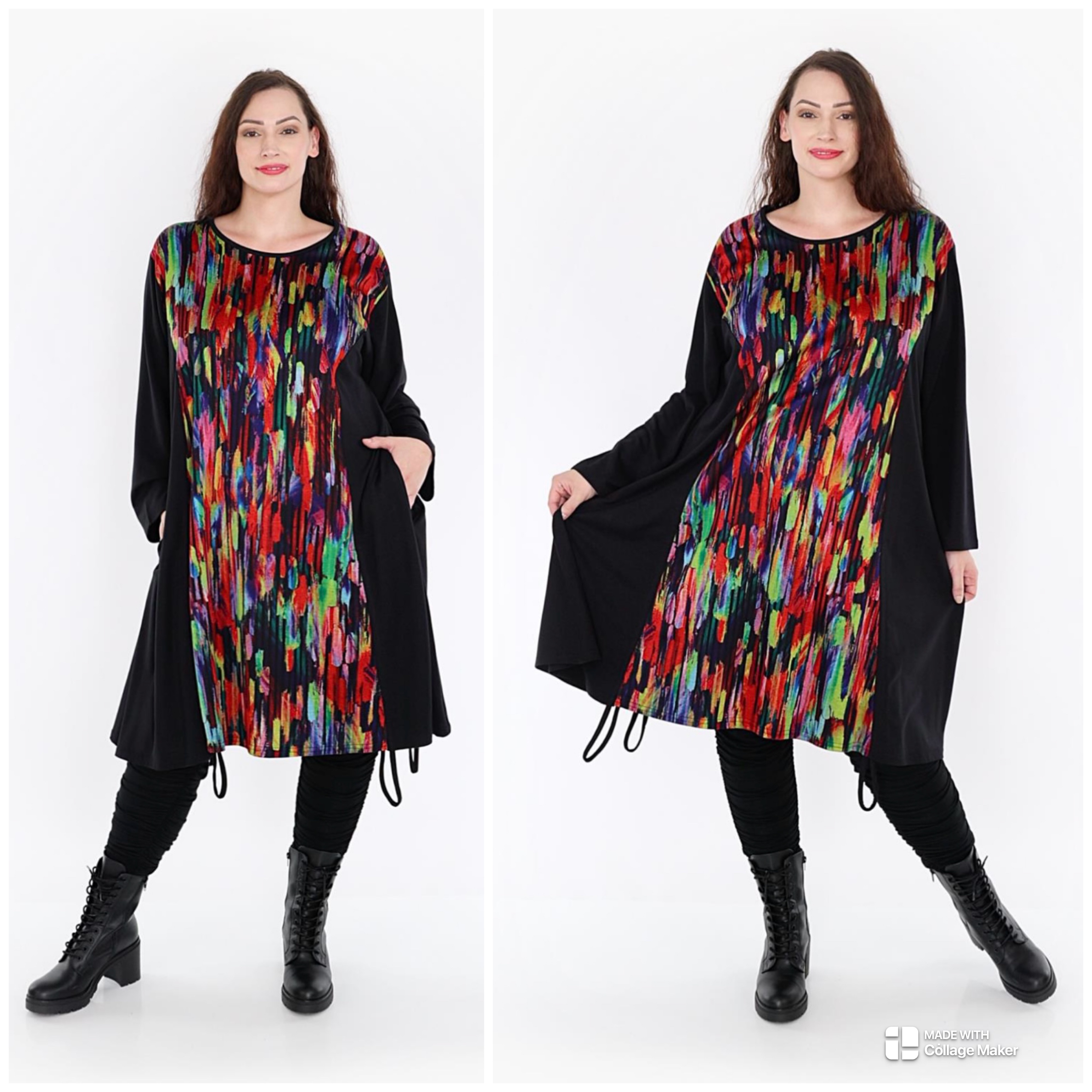 AKH oversized viscose mix jurk/tuniek apart stretch
