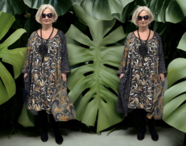 Joulie Collection oversized viscose A-lijn jurk met zakken apart  (extra groot)