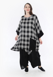 AKH viscose mix tuniek met een zak /apart/ zwart/grijs