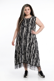 AKH oversized viscose jersey jurk apart/stretch zwart/wit