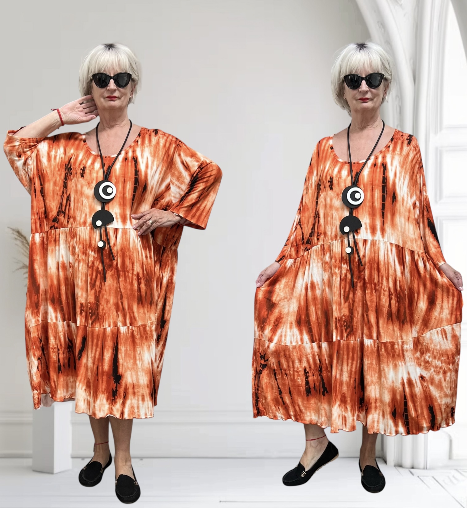 AKH jersey viscose oversized A-lijn jurk stretch