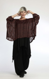 AKH chique chiffon oversized top/ apart zwart/rood