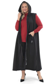 Divas planet oversized mouwloze  A-lijn blazer met ritssluiting zwart/strtech