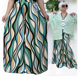 ITALY Mode jersey viscose  wijde broek apart /zeer rekbaar