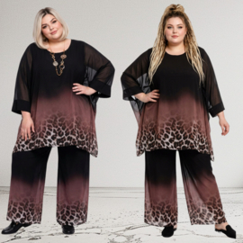 SASHA GRANDE oversized chiffon A-lijn tuniek+ broek/zwart