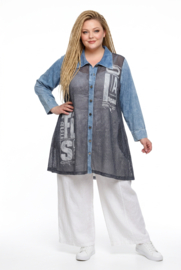 Zedd Plus tencel jeans A-lijn blouse/hemd/tuniek