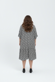 ITALIA  MODA  viscose wijde jurk apart zwart/wit