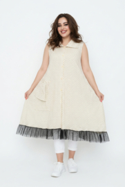 AKH viscose A-lijn jurk apart stretch/zwart/wit