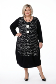 New Jersey viscose ballon jurk stretch zwart/wit