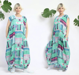 AKH oversized chique viscose  A-lijn  jurk apart/niet doorschijnend
